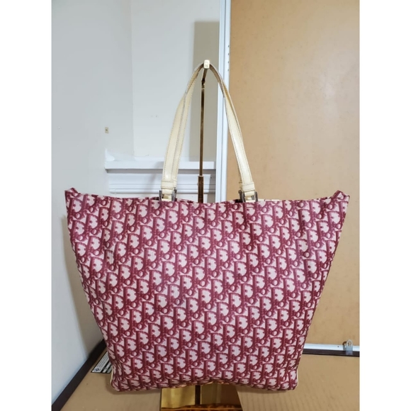 Authentic Christian Dior Monogram Trotter Book Tote Raspberry - Picture 10 of 11